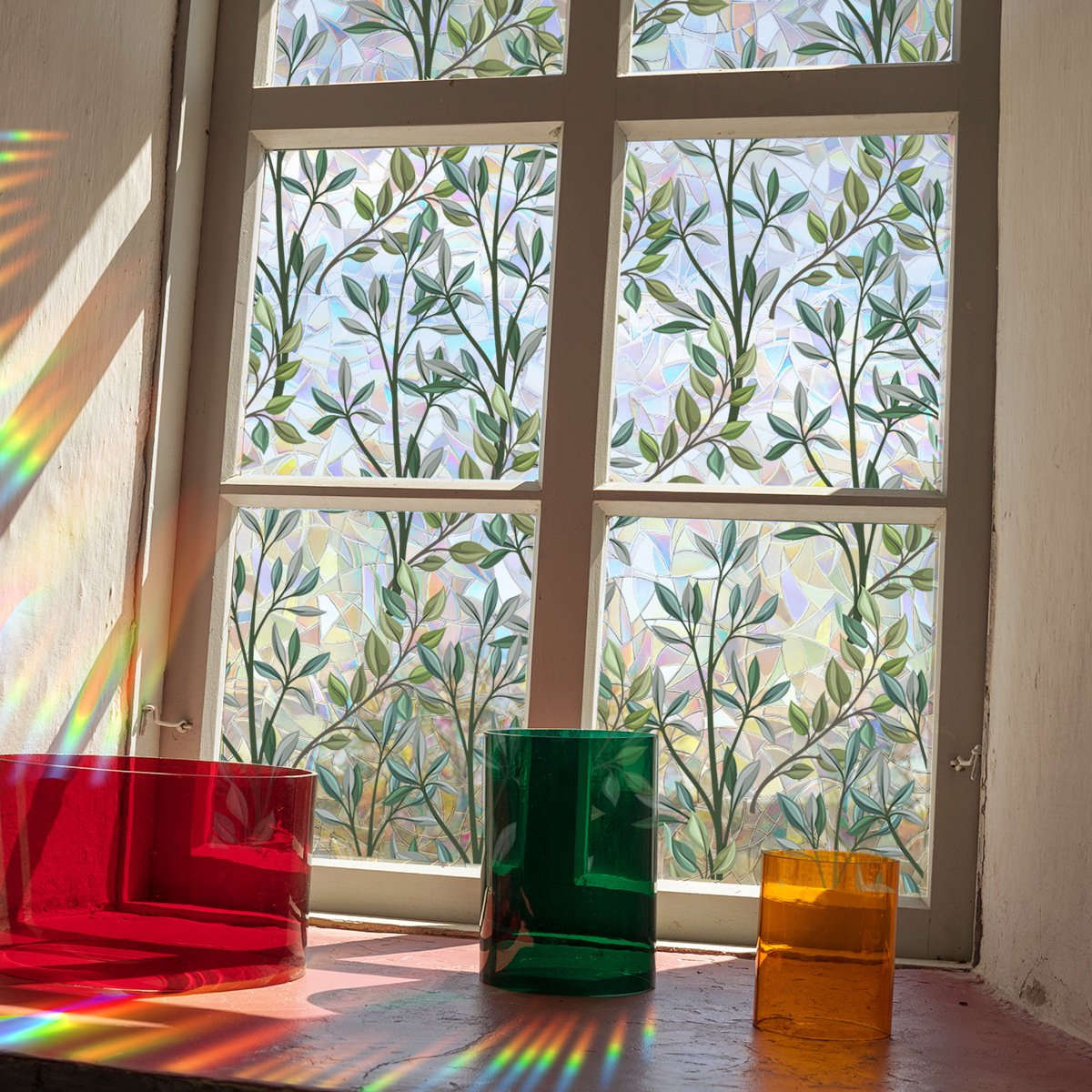 Window film - 40 x 100cm - Sun protection & insulating - Static - Static self-adhesive adhesive film - Decorative film - Stained glass - Green vines - PVC - Image 5