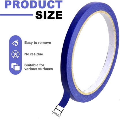 Masking Tape - 6 Pieces - 5mm Wide - 20m - Blue - Professional Masking Tape for Straight Paint Edges - Tape for Precision Painting & DIY Projects - Self-Adhesive - Easy to Remove - for Painting, Airbrushing, Art - Image 6