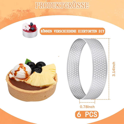 Cake ring - 6 pieces - Ø 8 cm*2 cm*0.8 mm - Stainless steel - Cake tin - Cake mould - Mousse cake mould - For baking muffins, cakes, cookies - Image 2