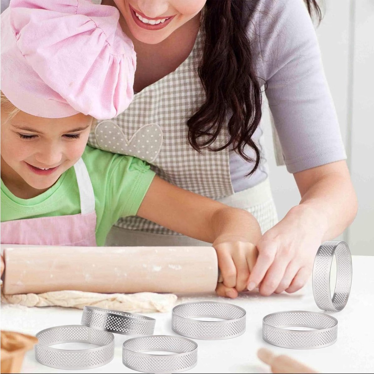 Cake ring - 6 pieces - Ø 8 cm*2 cm*0.8 mm - Stainless steel - Cake tin - Cake mould - Mousse cake mould - For baking muffins, cakes, cookies - Image 4