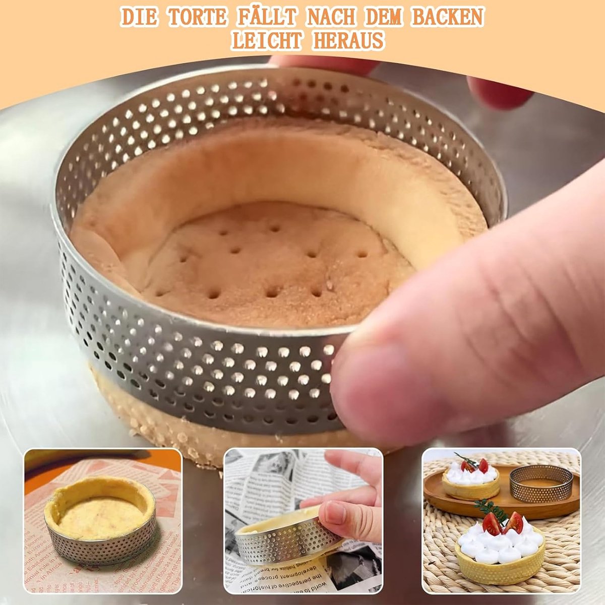 Cake ring - 6 pieces - Ø 8 cm*2 cm*0.8 mm - Stainless steel - Cake tin - Cake mould - Mousse cake mould - For baking muffins, cakes, cookies - Image 6
