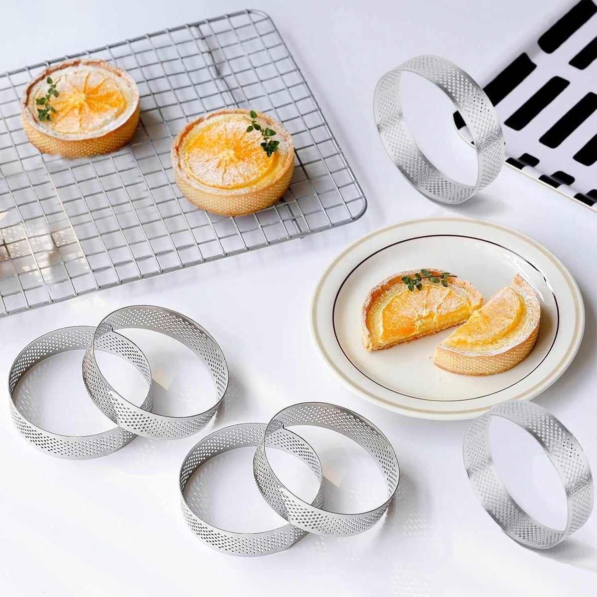 Cake ring - 6 pieces - Ø 8 cm*2 cm*0.8 mm - Stainless steel - Cake tin - Cake mould - Mousse cake mould - For baking muffins, cakes, cookies - Image 7