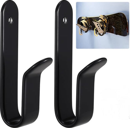 2 pieces - snowboard wall mount - skateboard wall mount - with screws - skateboard, wall mounting, display rack for skateboards, surfboards or longboards - storage hooks - black - stainless steel - hanging - 10*2*3.3cm