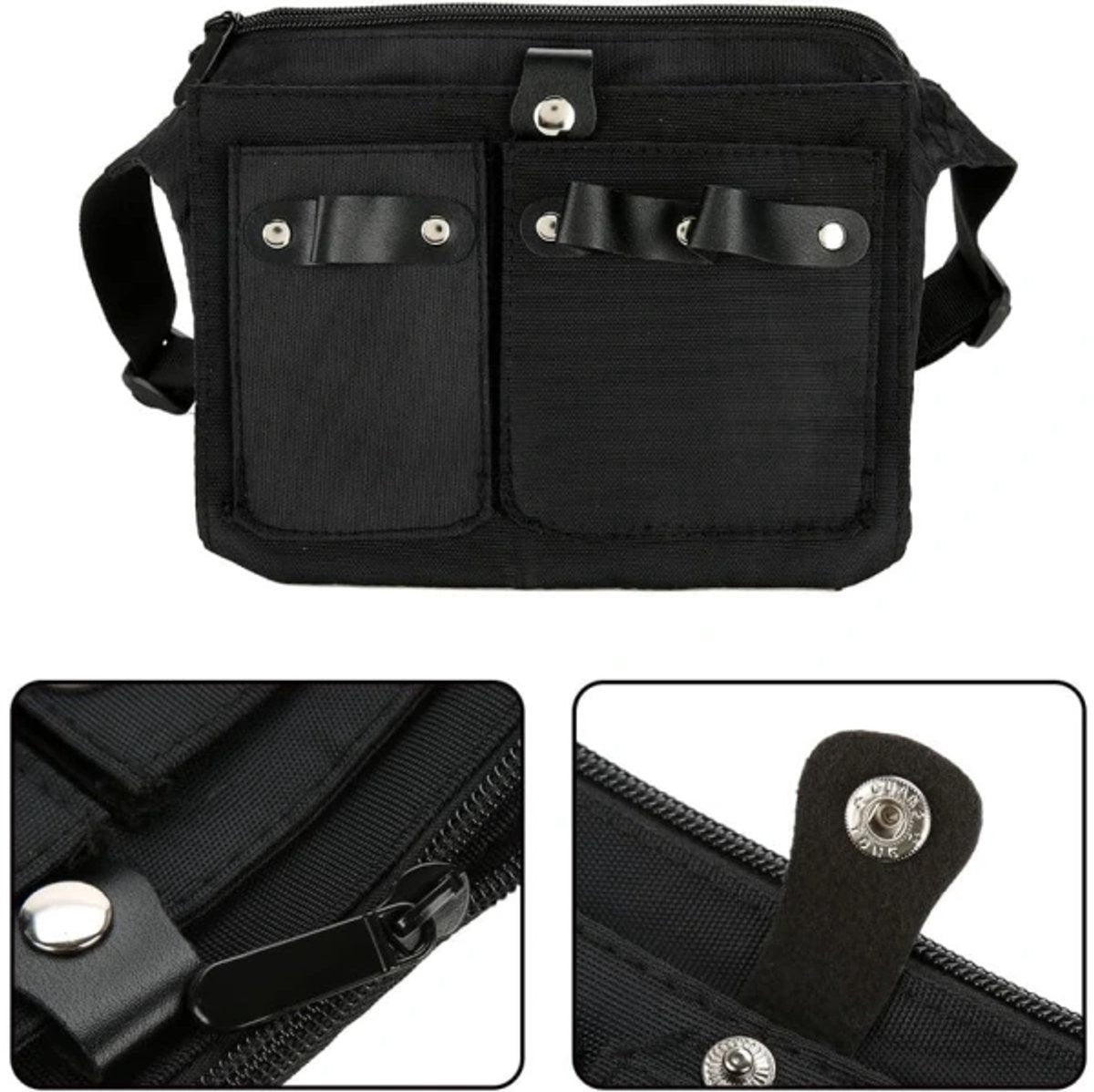 Hairdresser's Bag - Hairdresser's Belt Bag - Hairdresser's Scissor Bag - Canvas - 34*18 cm - For combs, clips - Black - Image 2