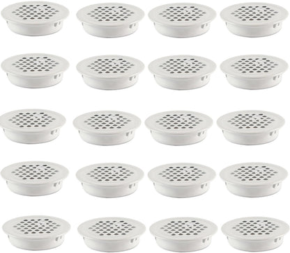 Ventilation grille - 20 pieces - 35mm - Round air grilles - Stainless steel - Ventilation holes - For bathroom, home office, kitchen - White