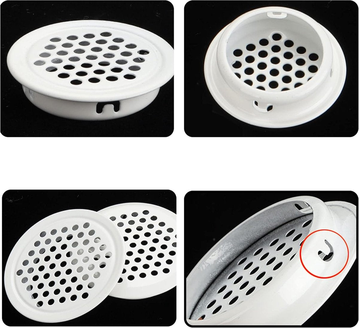Ventilation grille - 20 pieces - 35mm - Round air grilles - Stainless steel - Ventilation holes - For bathroom, home office, kitchen - White - Image 3