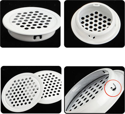 Ventilation grille - 20 pieces - 35mm - Round air grilles - Stainless steel - Ventilation holes - For bathroom, home office, kitchen - White - Image 3