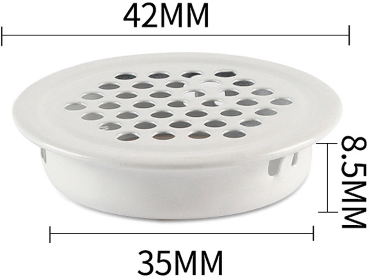 Ventilation grille - 20 pieces - 35mm - Round air grilles - Stainless steel - Ventilation holes - For bathroom, home office, kitchen - White - Image 4