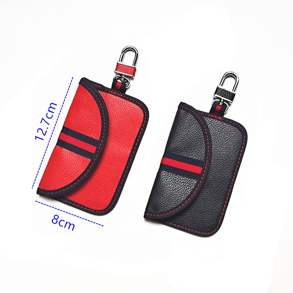RFID Anti-theft Car Key - 2 pieces - Protective cover - Car key - Anti-theft - With hook - Car key bag - Key bag - Security - Black/Red - Image 4