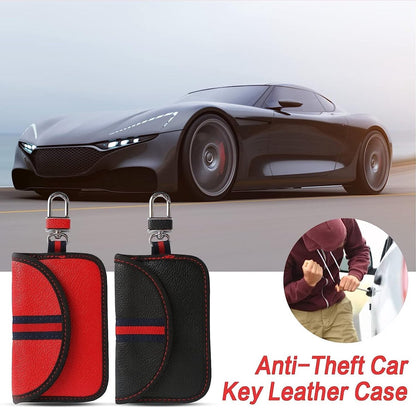 RFID Anti-theft Car Key - 2 pieces - Protective cover - Car key - Anti-theft - With hook - Car key bag - Key bag - Security - Black/Red - Image 6