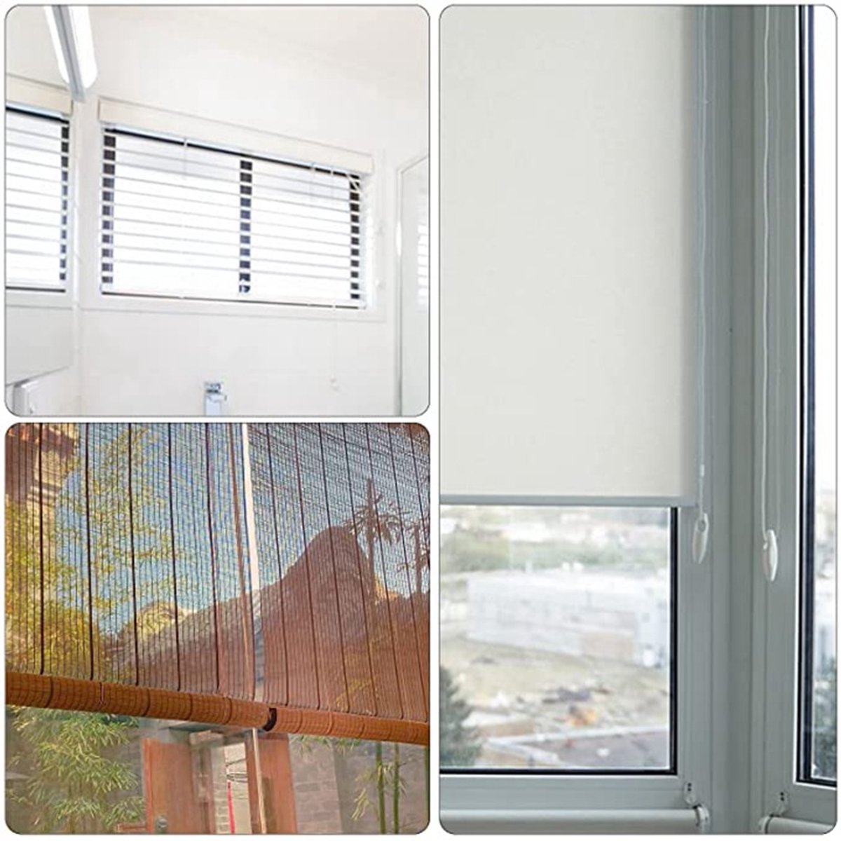 Roller Blind System with Wall Brackets - 25 mm - Roller Blind Fittings - Plastic - With 3M Bead Chain - Replacement Repair Kit for Roller Blinds - Curtain Parts - White - Suitable for Window Blinds - Image 4
