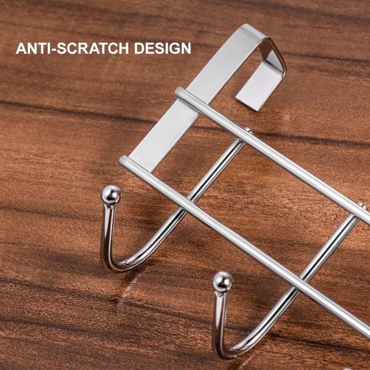 Door Coat Rack with 5 Hooks - Coat Rack on the Door - Clothes Rack - Towel Holder on the Door - For Clothes, Coats, Towels or Other Accessories - Hanging - Iron - Silver - 23.5*8.5*2.5 cm - Image 2