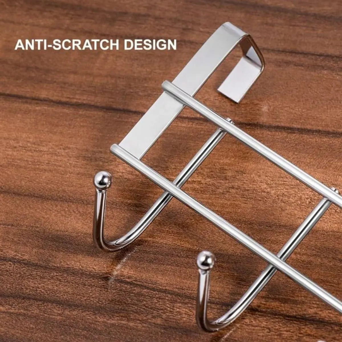 Door Coat Rack with 5 Hooks - Coat Rack on the Door - Clothes Rack - Towel Holder on the Door - For Clothes, Coats, Towels or Other Accessories - Hanging - Iron - Silver - 23.5*8.5*2.5 cm - Image 2