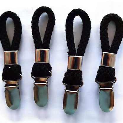 4 pieces - Towel clip - Towel rack - Kitchen towel clips - 11.5*2.3 cm - Black - Multifunctional clips - Suitable for home cupboards and bathrooms - Towel clip made of cotton rope - Image 3