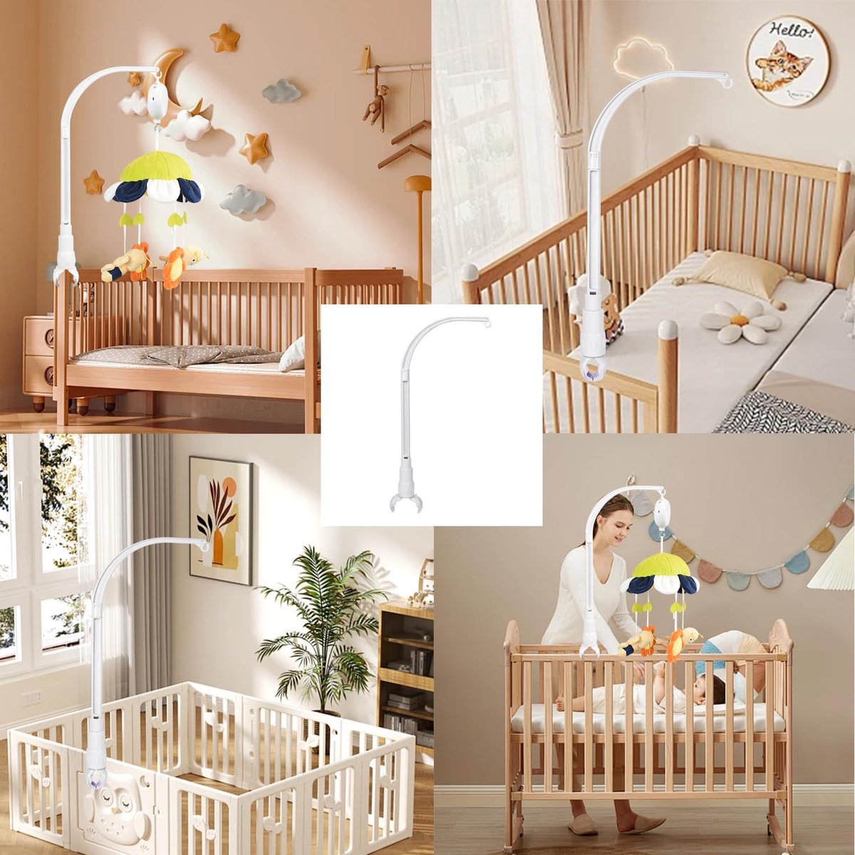 Music mobile holder - Playpen mobile stand - Stylish Playpen mobile holder - Baby mobile bracket - Mobile holder - Suitable for crib & cradle - White - 58*24 cm - Removable - Adjustable - ABS - Image 4