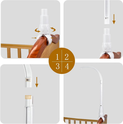 Music mobile holder - Playpen mobile stand - Stylish Playpen mobile holder - Baby mobile bracket - Mobile holder - Suitable for crib & cradle - White - 58*24 cm - Removable - Adjustable - ABS - Image 5