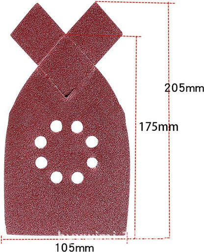 50 pieces - sandpaper - P40/60/80/100/120 grit - grit sandpaper for multi-sander - For wood and metal - 205*175*105MM (205mm at the tip of the ear) - self-adhesive - hook and loop - 8-hole sanding pads - sanders - Image 2