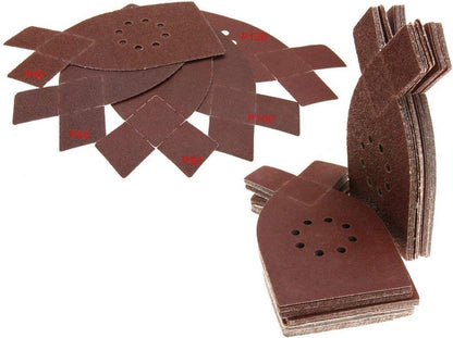 50 pieces - sandpaper - P40/60/80/100/120 grit - grit sandpaper for multi-sander - For wood and metal - 205*175*105MM (205mm at the tip of the ear) - self-adhesive - hook and loop - 8-hole sanding pads - sanders - Image 3