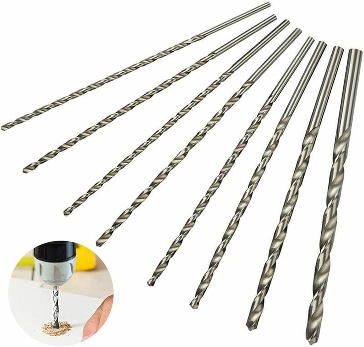 8 pieces twist drills HSS long wood twist drill set - diameters 4 mm 42 mm 45 mm 5 mm 52 mm 6 mm 8 mm 10 mm - Image 3