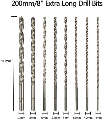 8 pieces twist drills HSS long wood twist drill set - diameters 4 mm 42 mm 45 mm 5 mm 52 mm 6 mm 8 mm 10 mm - Image 4