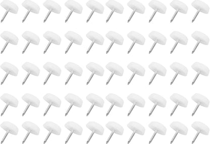 50 pieces - Chair leg protectors - Floor gliders - Floor protector - Chair leg protectors - Furniture gliders - with nail - 20mm - for table chair legs - white - plastic - Round - Floor and furniture protection - Chair parts - Anti-scratch