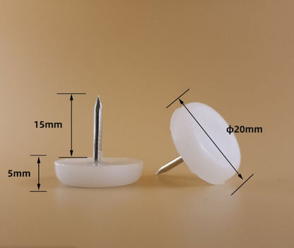 50 pieces - Chair leg protectors - Floor gliders - Floor protector - Chair leg protectors - Furniture gliders - with nail - 20mm - for table chair legs - white - plastic - Round - Floor and furniture protection - Chair parts - Anti-scratch - Image 3