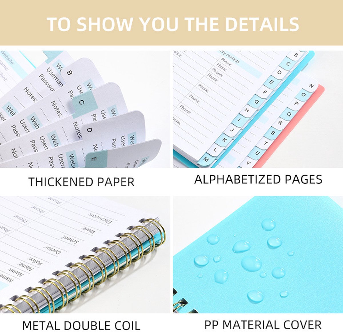 Password Book - Password Booklet - Password Booklet with Alphabet - Password Organizer - Password Notebook - A6 - Blue - Image 6