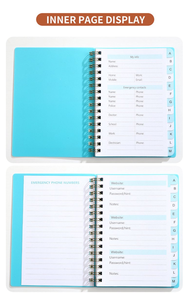 Password Book - Password Booklet - Password Booklet with Alphabet - Password Organizer - Password Notebook - A6 - Gray - Image 2