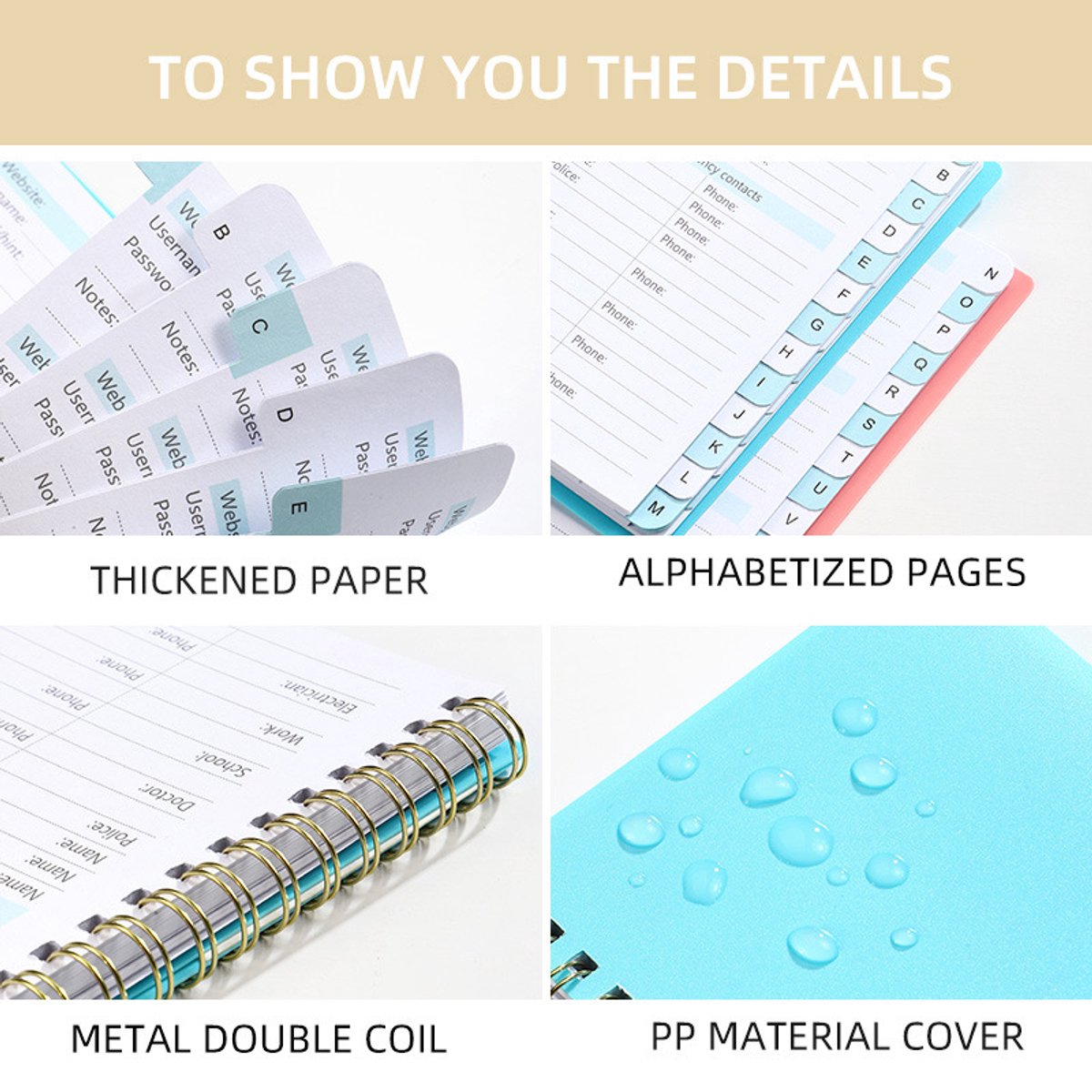 Password Book - Password Booklet - Password Booklet with Alphabet - Password Organizer - Password Notebook - A6 - Gray - Image 4