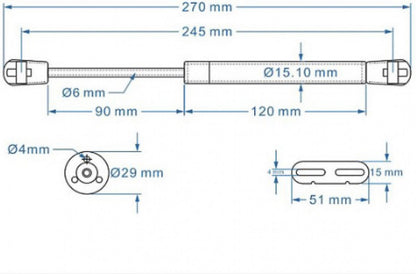 2 pieces - Gas spring for flap - Softclose Door fitting - 100N - steel - Telescopic cabinet door gas spring - Hydraulic support - Door lift damper for cabinet door or flap - Furniture mounting parts - Image 6
