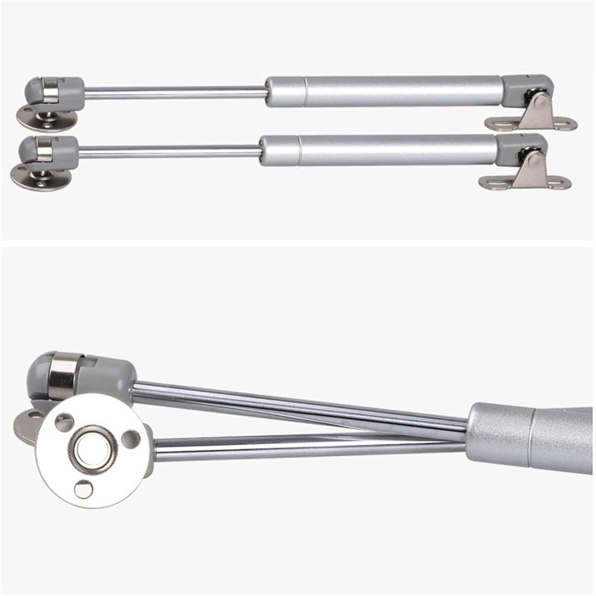 2 pieces - Gas Spring - Softclose Door Fitting - 120N - Zinc Alloy - Silver - Telescopic Cabinet Door Gas Spring - Hydraulic Support - Door Lift Damper for Cabinet Door or Flap - Image 2