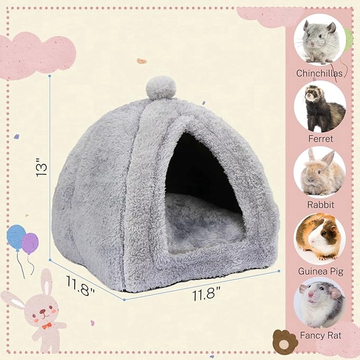 Rabbit hutch - Gray - 1 piece - 34*34*36cm - For rabbit guinea pig ferret - Rabbit hutches - For indoor use - Rodent cage - Rodent house - Image 2