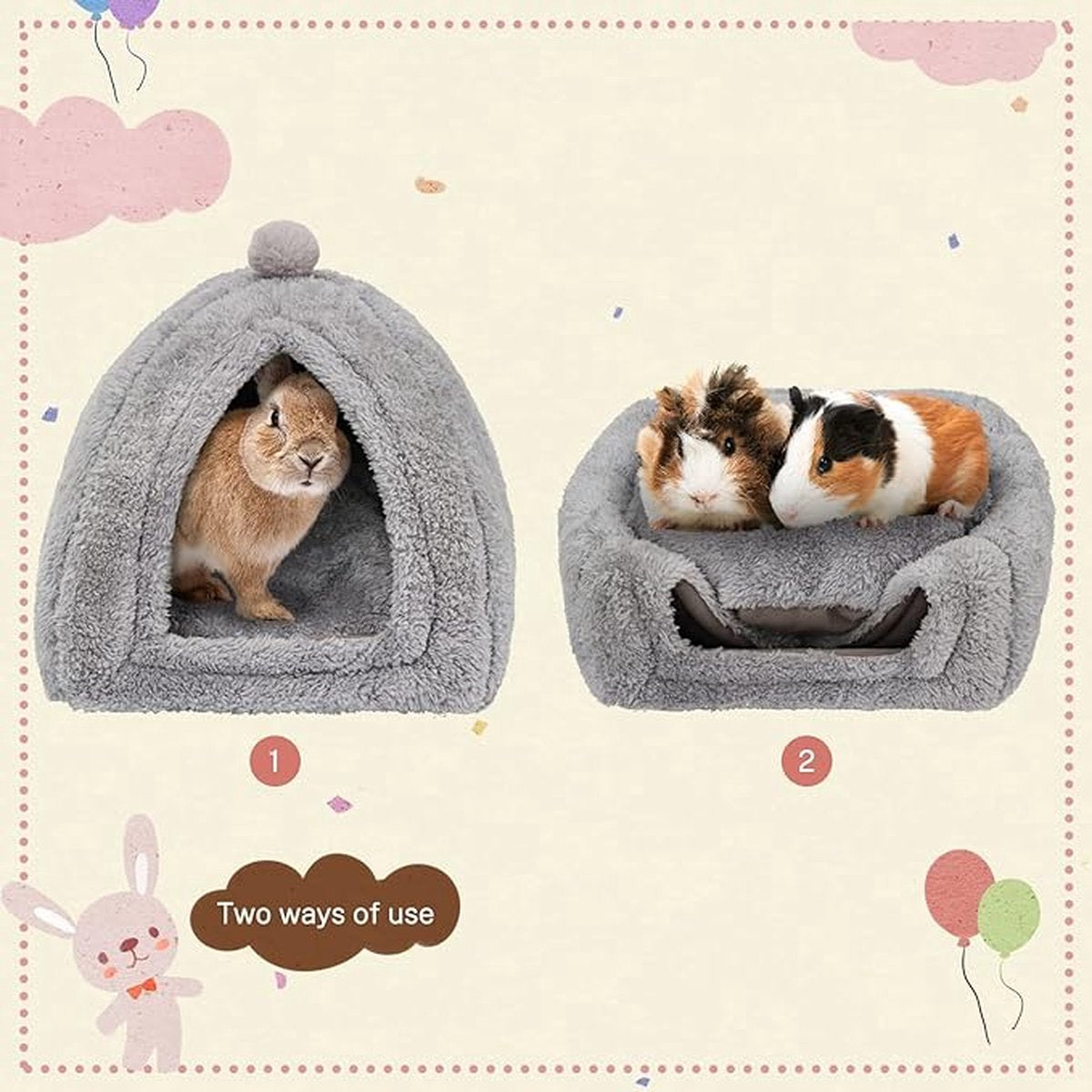 Rabbit hutch - Gray - 1 piece - 34*34*36cm - For rabbit guinea pig ferret - Rabbit hutches - For indoor use - Rodent cage - Rodent house - Image 3