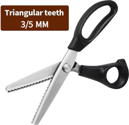 2 pieces - Pinking shears for fabric - Fabric scissors - Textile scissors - Fabric scissors - Dressmaking scissors - Suitable for fabric / denim / leather / Scissors - Black - 3mm / 5mm - Metal - Image 2