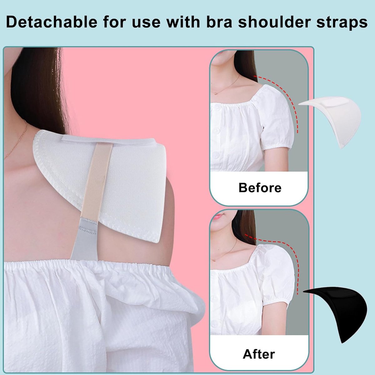 2 Pairs - Shoulder - 16*9*1.5cm - Black and White - Shoulder Pads - Shoulder Pads - Foam Padded - Shoulder Pads - Velcro - Soft Foam Padded - Reusable - For Blazer Clothing Crafts - Image 2