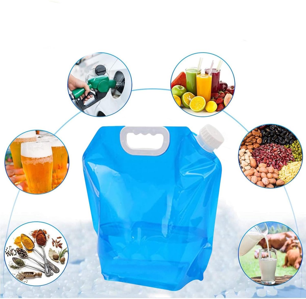 Collapsible Water Jerrycan - 4-Piece Water Reservoir Set - 5 and 10 Liter Flexible Water Jerrycan with Closed Lid and Faucet Switch - Emergency Water Reservoir - Outdoor Life - Emergency Kit - Home Emergency Kit - Portable Emergency Drinking Water Bag - Image 5
