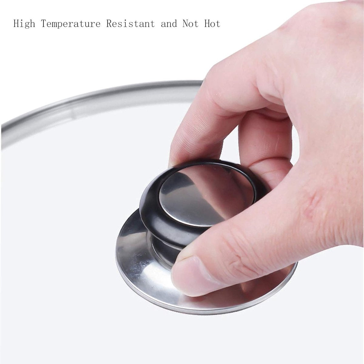 Pot Lid Knob - 5 Pieces - Lid Knob - 5-12mm Universal - Lid Handle - Kitchen Cookware Knob - For Replacing Pot Lids - 5.8*2.3cm - Silver and Black - Image 2