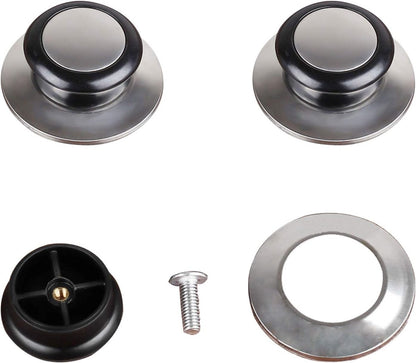 Pot Lid Knob - 5 Pieces - Lid Knob - 5-12mm Universal - Lid Handle - Kitchen Cookware Knob - For Replacing Pot Lids - 5.8*2.3cm - Silver and Black - Image 3