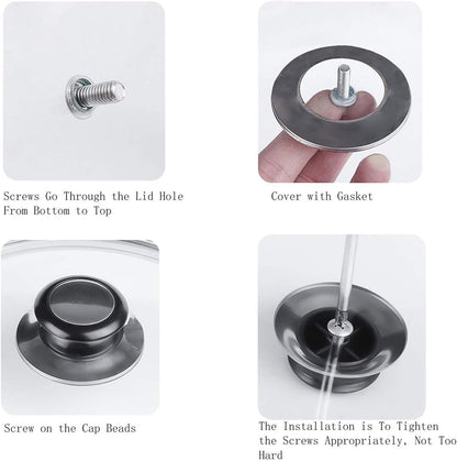 Pot Lid Knob - 5 Pieces - Lid Knob - 5-12mm Universal - Lid Handle - Kitchen Cookware Knob - For Replacing Pot Lids - 5.8*2.3cm - Silver and Black - Image 5
