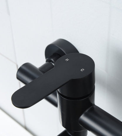 Bath faucet - Kitchen faucet - Washbasin faucet - Stainless steel - Black - 26*11 cm - Wall installation - Wall mounted - Swivel spout - Single lever - Image 3