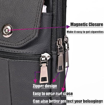 Belt Bag - with Shoulder Strap - Standing Belt Bag - Leather - Men - Belt Bag - Neck Bag - Belt Pouch - Men's Phone Bag - Men's Shoulder Bag - Gift - 19*10*4cm - Shoulder Bag - Wallet - Cell Phone Pouch - Bag - Image 2