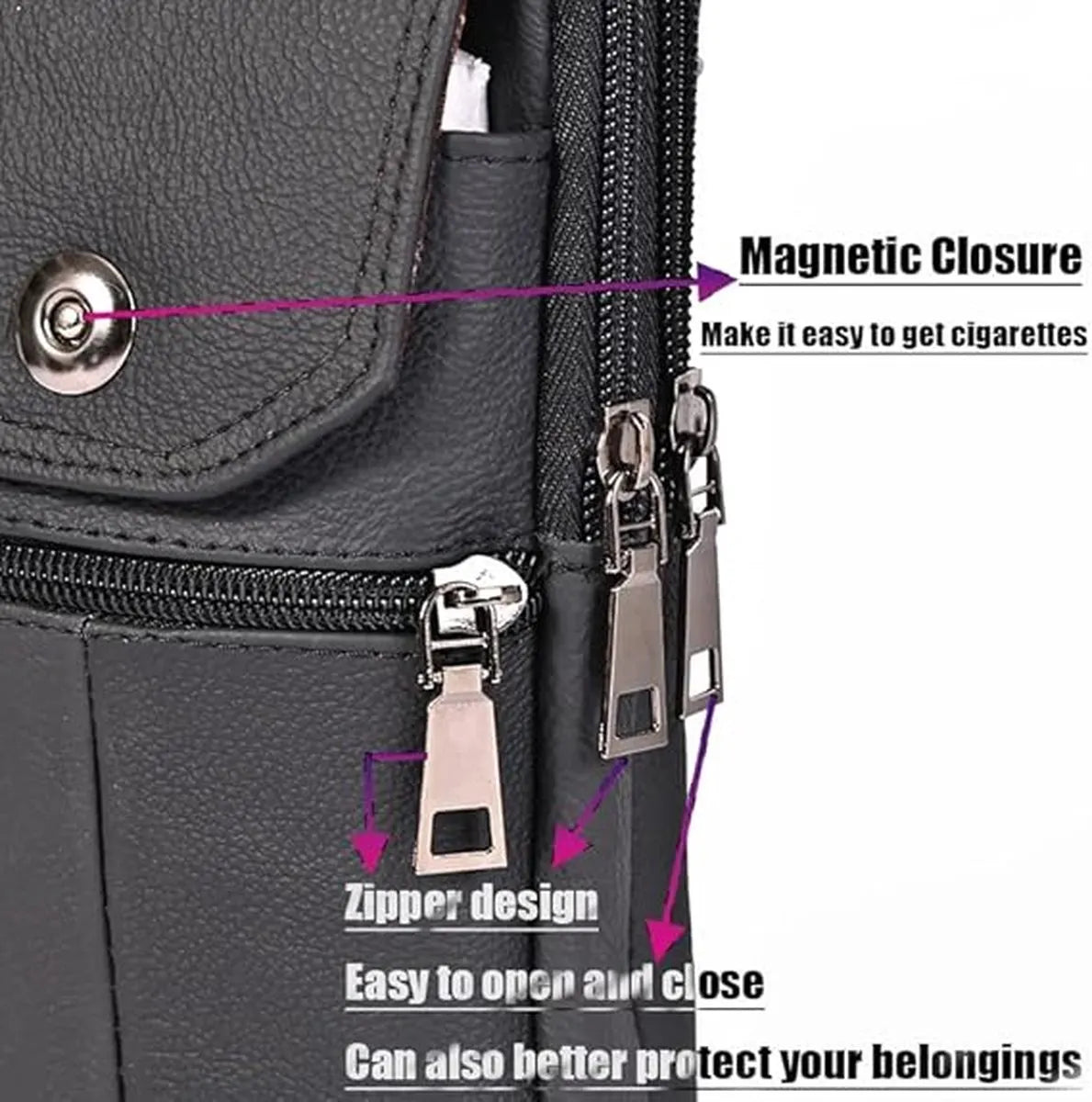 Belt Bag - with Shoulder Strap - Standing Belt Bag - Leather - Men - Belt Bag - Neck Bag - Belt Pouch - Men's Phone Bag - Men's Shoulder Bag - Gift - 19*10*4cm - Shoulder Bag - Wallet - Cell Phone Pouch - Bag - Image 2