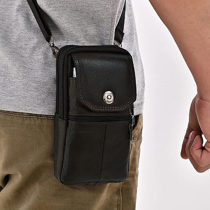 Belt Bag - with Shoulder Strap - Standing Belt Bag - Leather - Men - Belt Bag - Neck Bag - Belt Pouch - Men's Phone Bag - Men's Shoulder Bag - Gift - 19*10*4cm - Shoulder Bag - Wallet - Cell Phone Pouch - Bag - Image 7