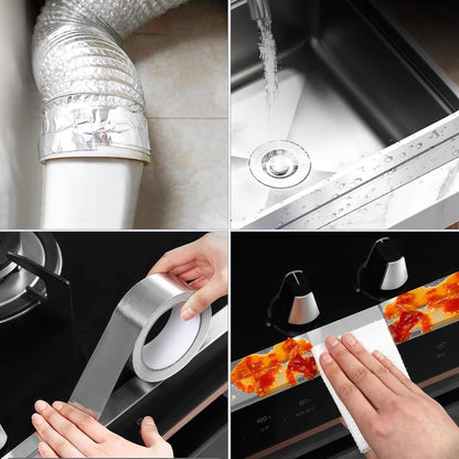 2 pcs - Aluminum adhesive tape - Aluminum foil tape - sealing tape - aluminum foil - insulation tape - Aluminum tape - heat resistant - waterproof - 5cm x 5m - for kitchen, bathroom, electrician, metal surface - Image 4