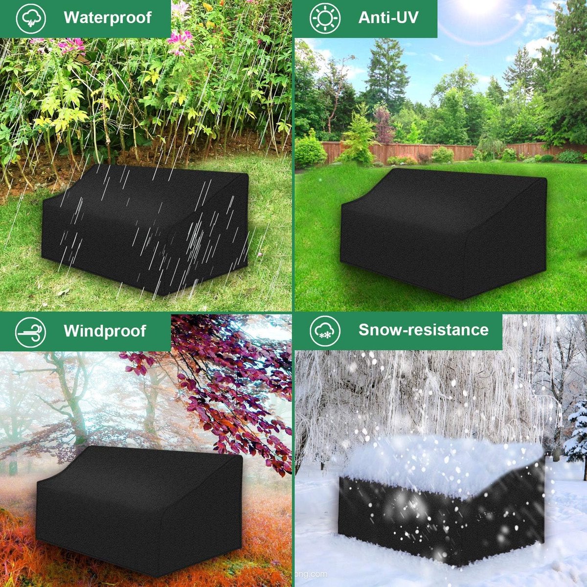 Garden Bench Cover - Garden Bench Cover - Garden Bench Cover - Garden Furniture Cover - Waterproof - 210D Oxford Cloth - Black - 224*83*84cm - Image 5