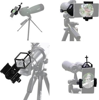Universal Phone Holder for Telescope - For Eyepiece Diameter Ø 2.5 - 4.8cm - Mobile Phone Adapter Mount - Clip-on Design - For Spotter's Binoculars / Telescope - Adjustable - Black - ABS and Aluminum Alloy - Image 5