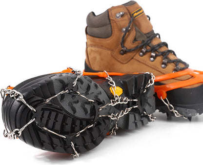 pair - Crampons - Crampons for mountain boots - Non-slip - with 8 steel teeth - Snow chain for shoes - for walking, fishing, climbing and hiking - Size 35-44 - TPE - orange - Image 2