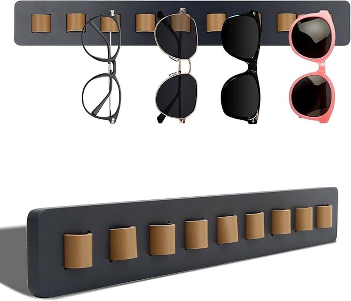 Glasses holder for the wall - glasses storage for multiple glasses - Store multiple glasses - Glasses holder - black - Sunglasses holder - wooden - 40*5.5*2.5cm - Image 5