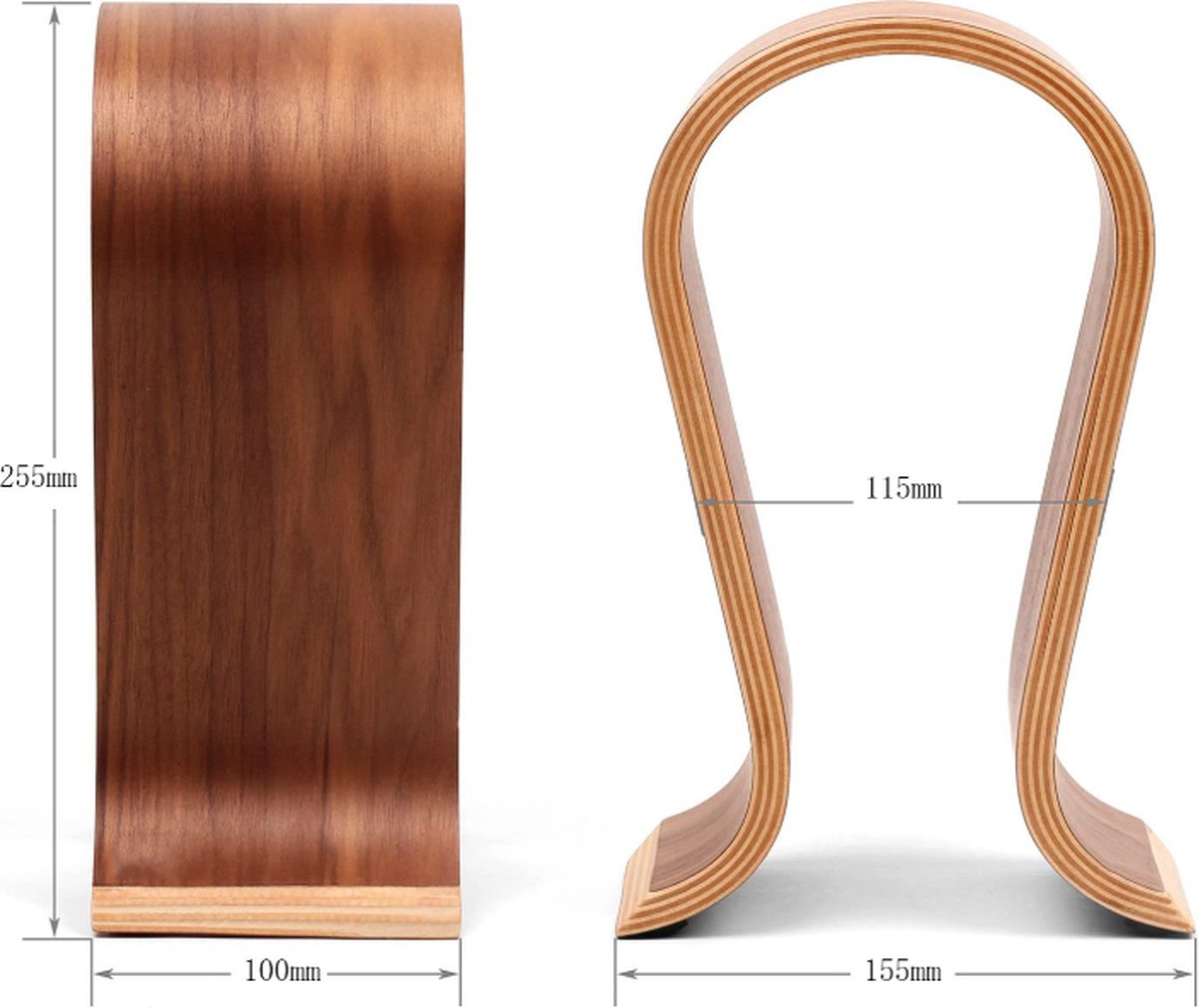 Headset Stand - Headphone Stand - Headphone Holder - Headphone Hook - Headphone Hanger - Wooden - 255*100*155MM - Wood Color - Image 5