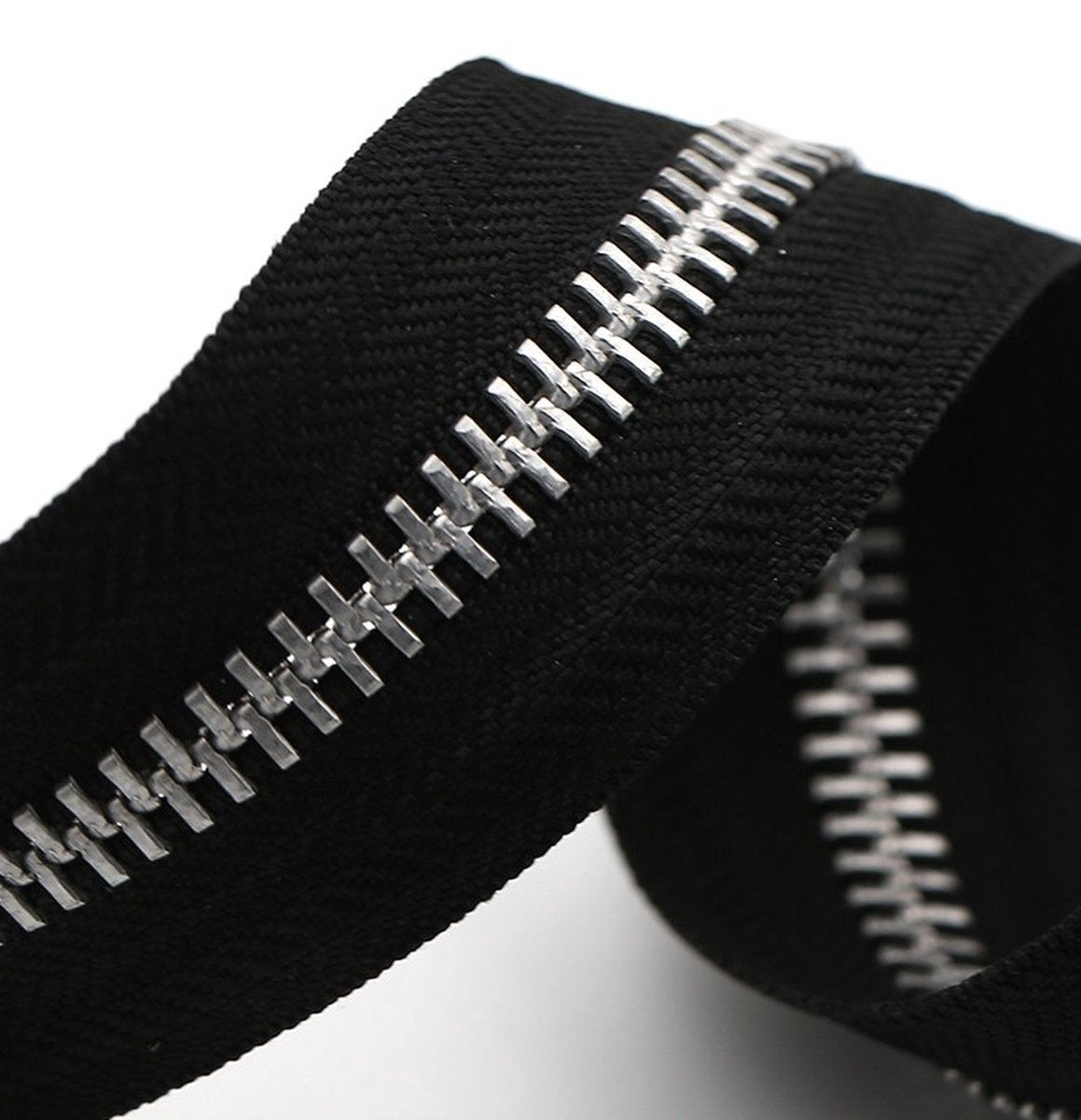 Zipper - Pack of 2 - Two-way zipper - Double slider - Divisible - Silver teeth - Black, silver - No. 5 70 cm - For jackets and coats - Image 2